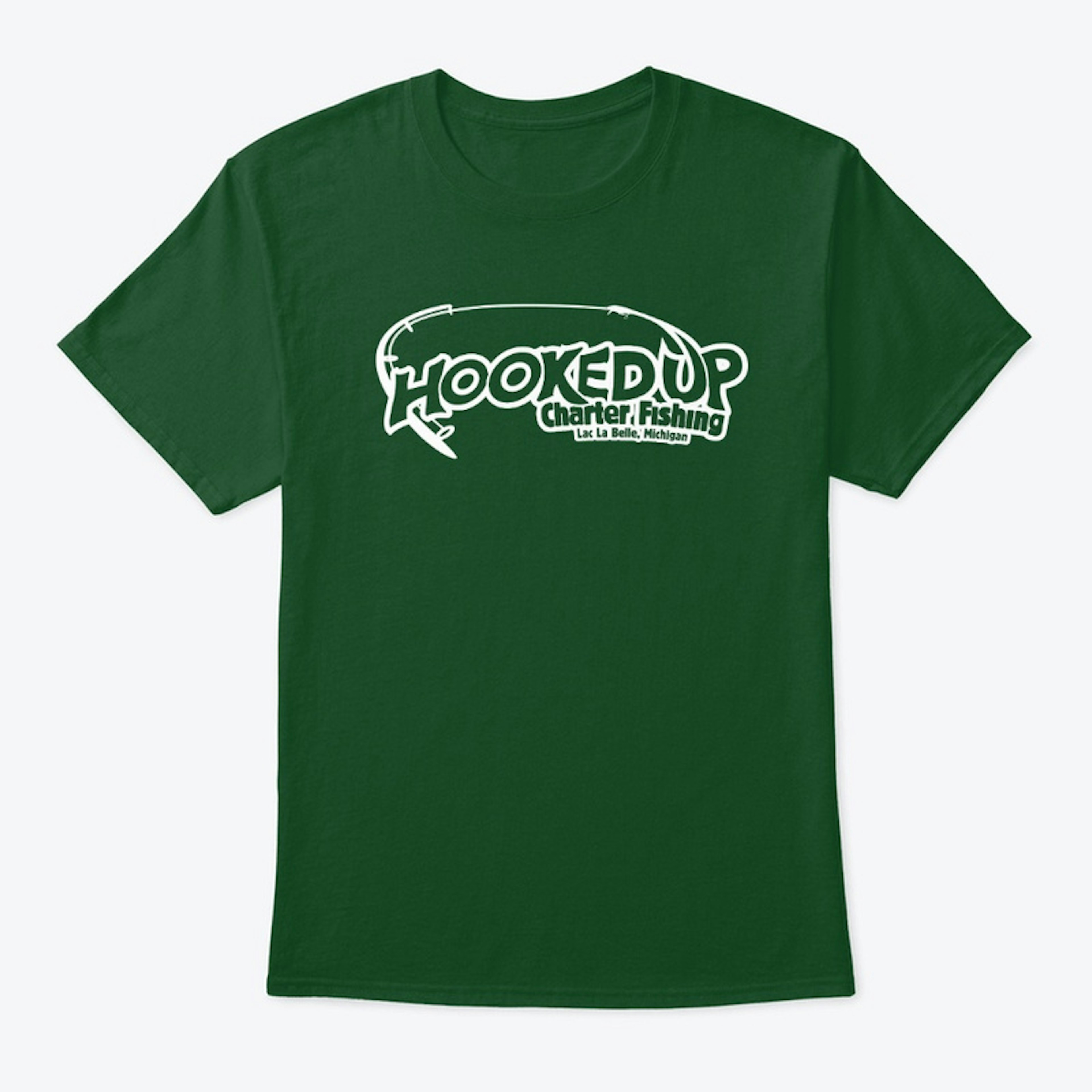 Hooked UP Charter Tee White Logo
