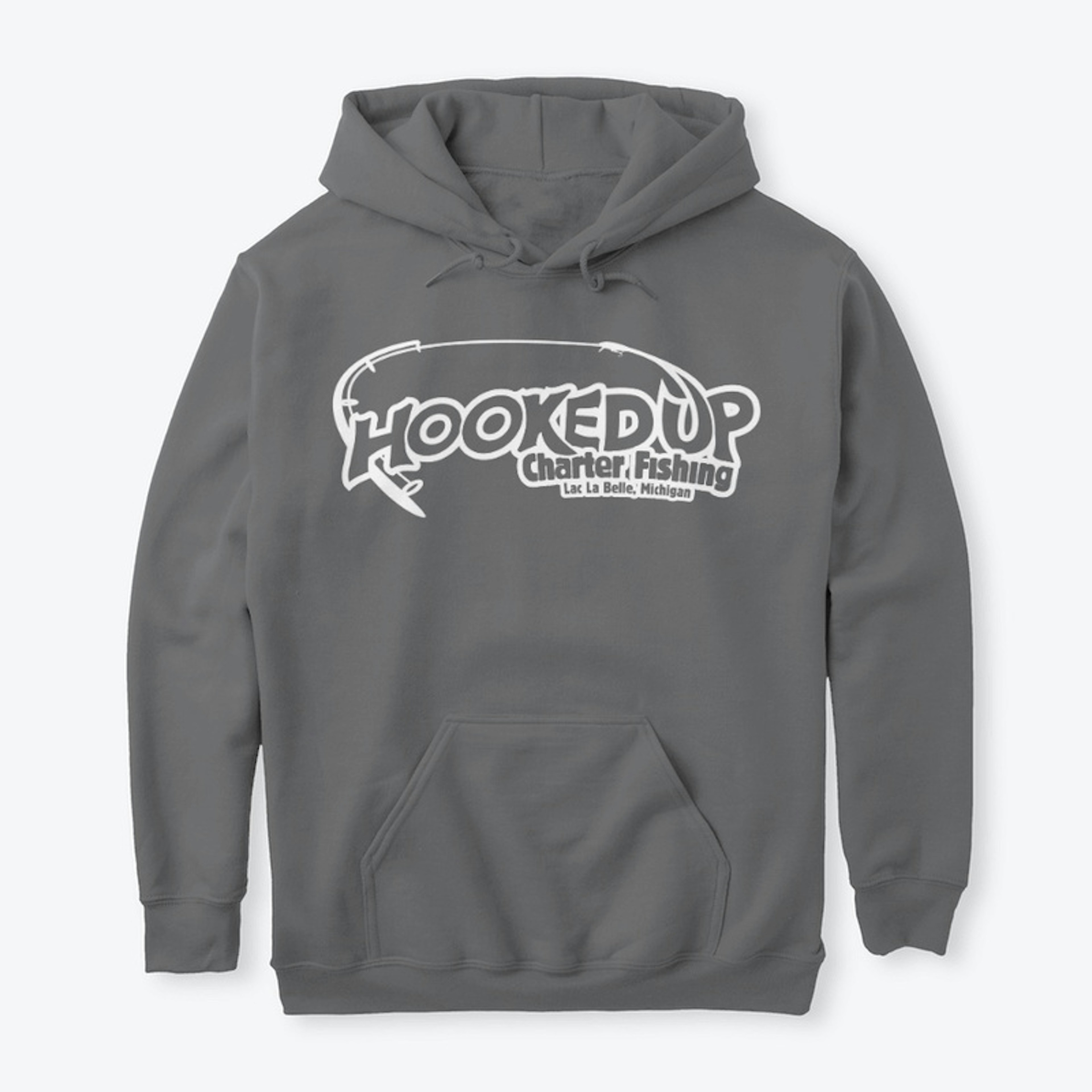 Hooked UP Charter Hoodie White Logo