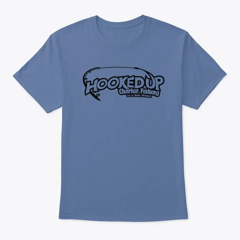 Hooked UP Charter Tee Black Logo